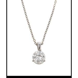 .66 Ct Round Diamond Solitaire Pendant on Cable Link 18" Necklace 14k White Gold